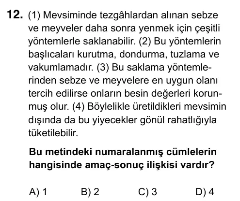 6. Sınıf Türkçe 2023 İOKBS Bursluluk Sınavı 12. Soru görseli