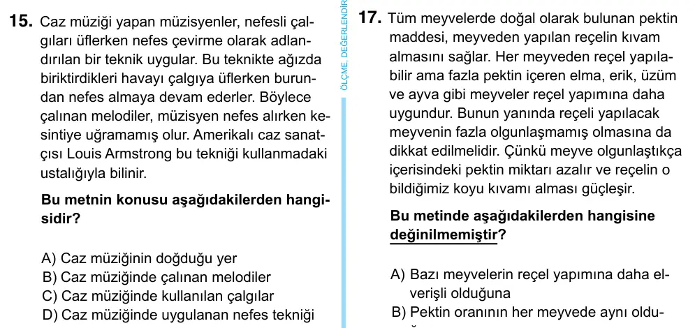 6. Sınıf Türkçe 2023 İOKBS Bursluluk Sınavı 15. Soru görseli