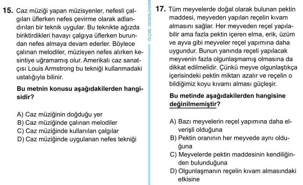 6. Sınıf Türkçe 2023 İOKBS Bursluluk Sınavı 17. Soru görseli