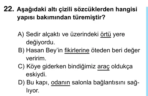 6. Sınıf Türkçe 2023 İOKBS Bursluluk Sınavı 22. Soru görseli