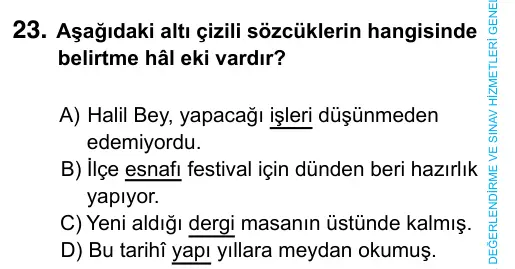 6. Sınıf Türkçe 2023 İOKBS Bursluluk Sınavı 23. Soru görseli