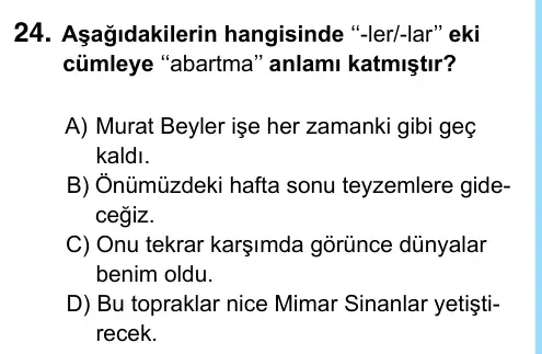 6. Sınıf Türkçe 2023 İOKBS Bursluluk Sınavı 24. Soru görseli