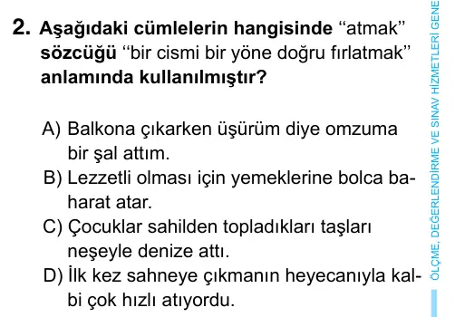 6. Sınıf Türkçe 2023 İOKBS Bursluluk Sınavı 2. Soru görseli