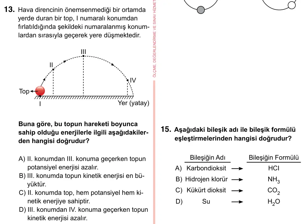 7. Sınıf Fen Bilimleri 2023 İOKBS Bursluluk Sınavı 13. Soru görseli