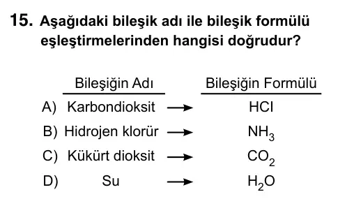 7. Sınıf Fen Bilimleri 2023 İOKBS Bursluluk Sınavı 15. Soru görseli