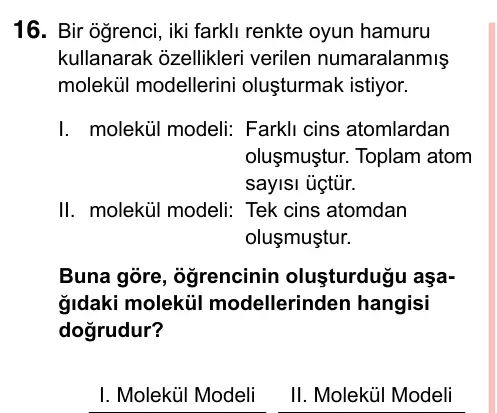 7. Sınıf Fen Bilimleri 2023 İOKBS Bursluluk Sınavı 16. Soru görseli