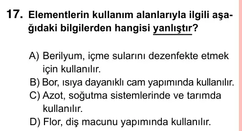 7. Sınıf Fen Bilimleri 2023 İOKBS Bursluluk Sınavı 17. Soru görseli