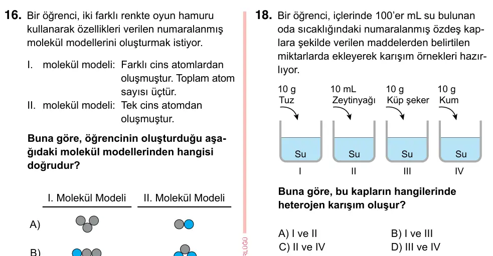 7. Sınıf Fen Bilimleri 2023 İOKBS Bursluluk Sınavı 18. Soru görseli