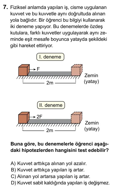 7. Sınıf Fen Bilimleri 2023 İOKBS Bursluluk Sınavı 7. Soru görseli