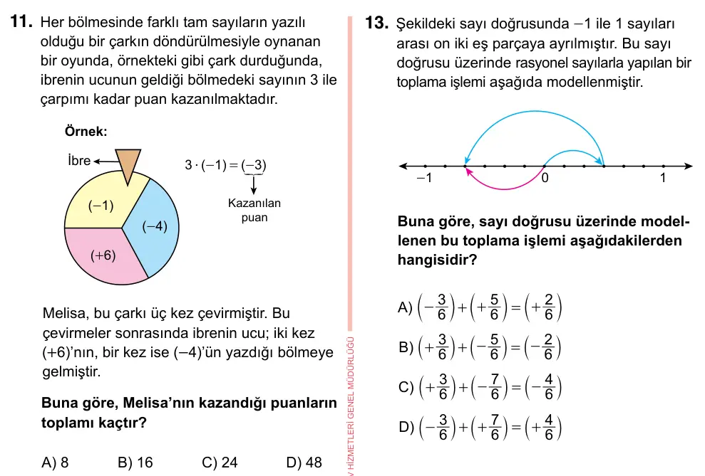 7. Sınıf Matematik 2023 İOKBS Bursluluk Sınavı 11. Soru görseli
