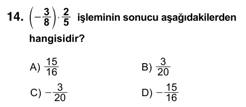 7. Sınıf Matematik 2023 İOKBS Bursluluk Sınavı 14. Soru görseli