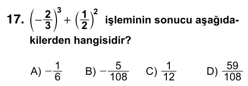 7. Sınıf Matematik 2023 İOKBS Bursluluk Sınavı 17. Soru görseli