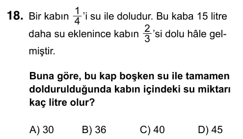 7. Sınıf Matematik 2023 İOKBS Bursluluk Sınavı 18. Soru görseli