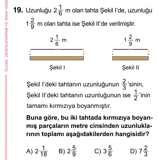 7. Sınıf Matematik 2023 İOKBS Bursluluk Sınavı 19. Soru görseli