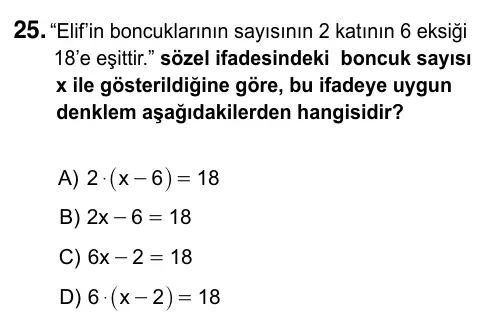 7. Sınıf Matematik 2023 İOKBS Bursluluk Sınavı 25. Soru görseli