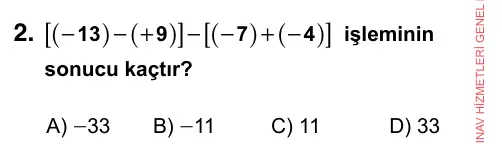 7. Sınıf Matematik 2023 İOKBS Bursluluk Sınavı 2. Soru görseli