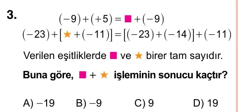 7. Sınıf Matematik 2023 İOKBS Bursluluk Sınavı 3. Soru görseli