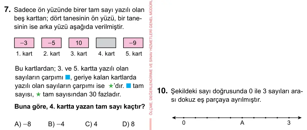 7. Sınıf Matematik 2023 İOKBS Bursluluk Sınavı 7. Soru görseli