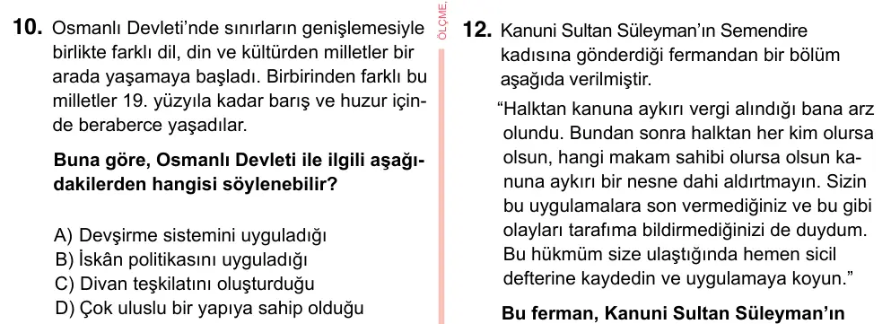 7. Sınıf Sosyal Bilgiler 2023 İOKBS Bursluluk Sınavı 10. Soru görseli