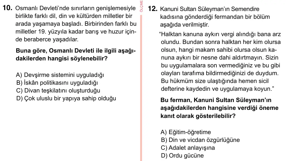 7. Sınıf Sosyal Bilgiler 2023 İOKBS Bursluluk Sınavı 12. Soru görseli