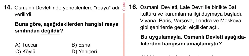 7. Sınıf Sosyal Bilgiler 2023 İOKBS Bursluluk Sınavı 14. Soru görseli