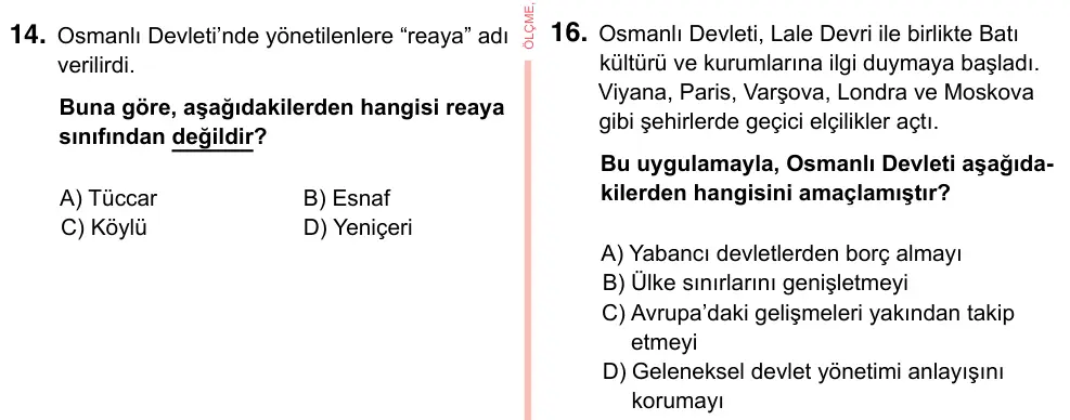7. Sınıf Sosyal Bilgiler 2023 İOKBS Bursluluk Sınavı 16. Soru görseli
