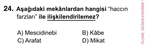 7. Sınıf Sosyal Bilgiler 2023 İOKBS Bursluluk Sınavı 24. Soru görseli