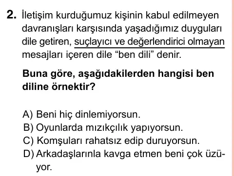 7. Sınıf Sosyal Bilgiler 2023 İOKBS Bursluluk Sınavı 2. Soru görseli