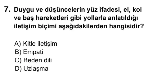 7. Sınıf Sosyal Bilgiler 2023 İOKBS Bursluluk Sınavı 7. Soru görseli