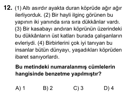 7. Sınıf Türkçe 2023 İOKBS Bursluluk Sınavı 12. Soru görseli