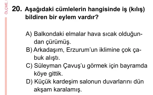 7. Sınıf Türkçe 2023 İOKBS Bursluluk Sınavı 20. Soru görseli