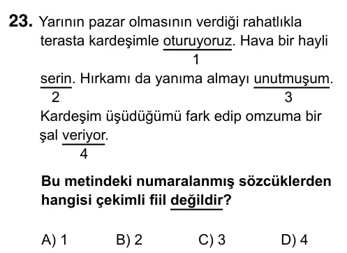 7. Sınıf Türkçe 2023 İOKBS Bursluluk Sınavı 23. Soru görseli