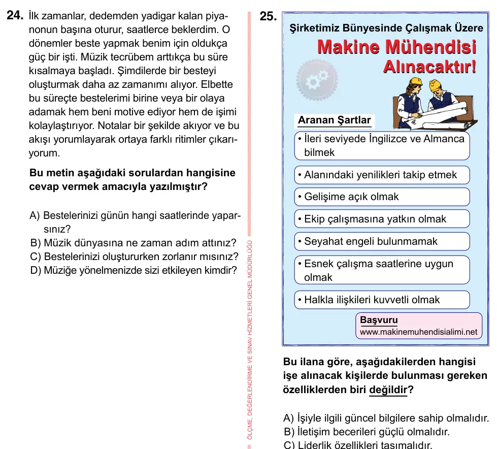 7. Sınıf Türkçe 2023 İOKBS Bursluluk Sınavı 24. Soru görseli