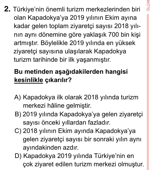 7. Sınıf Türkçe 2023 İOKBS Bursluluk Sınavı 2. Soru görseli