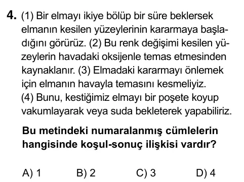 7. Sınıf Türkçe 2023 İOKBS Bursluluk Sınavı 4. Soru görseli