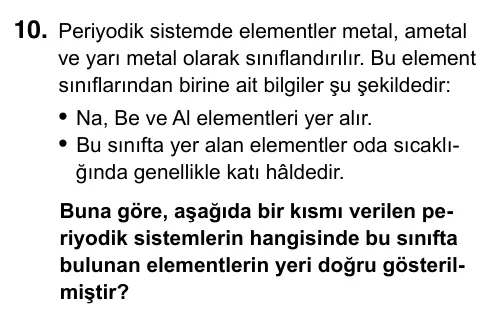 8. Sınıf ve Hazırlık Fen Bilimleri 2023 İOKBS Bursluluk Sınavı 10. Soru görseli