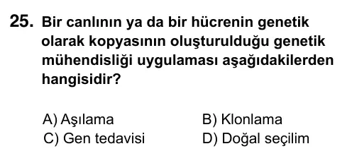 8. Sınıf ve Hazırlık Fen Bilimleri 2023 İOKBS Bursluluk Sınavı 25. Soru görseli