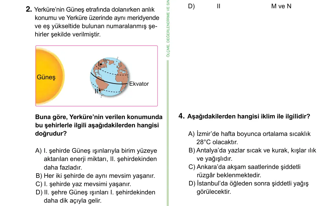 8. Sınıf ve Hazırlık Fen Bilimleri 2023 İOKBS Bursluluk Sınavı 2. Soru görseli