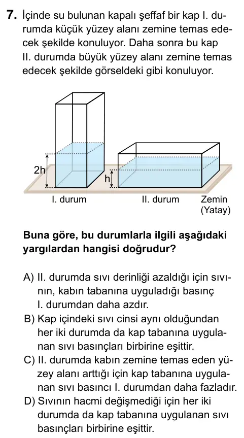 8. Sınıf ve Hazırlık Fen Bilimleri 2023 İOKBS Bursluluk Sınavı 7. Soru görseli