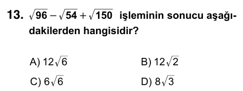 8. Sınıf ve Hazırlık Matematik 2023 İOKBS Bursluluk Sınavı 13. Soru görseli