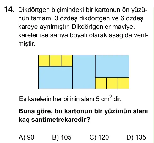 8. Sınıf ve Hazırlık Matematik 2023 İOKBS Bursluluk Sınavı 14. Soru görseli