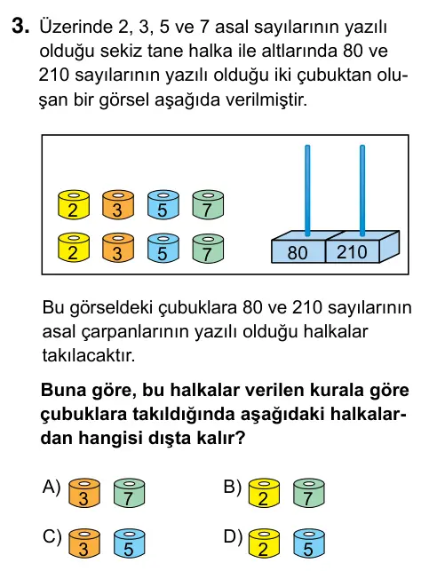 8. Sınıf ve Hazırlık Matematik 2023 İOKBS Bursluluk Sınavı 3. Soru görseli