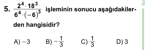 8. Sınıf ve Hazırlık Matematik 2023 İOKBS Bursluluk Sınavı 5. Soru görseli