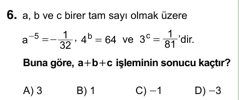 8. Sınıf ve Hazırlık Matematik 2023 İOKBS Bursluluk Sınavı 6. Soru görseli