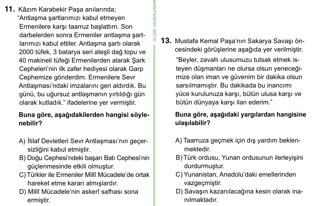 8. Sınıf ve Hazırlık Sosyal Bilgiler 2023 İOKBS Bursluluk Sınavı 11. Soru görseli