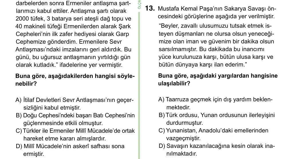8. Sınıf ve Hazırlık Sosyal Bilgiler 2023 İOKBS Bursluluk Sınavı 13. Soru görseli (1/2)