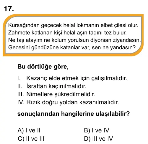 8. Sınıf ve Hazırlık Sosyal Bilgiler 2023 İOKBS Bursluluk Sınavı 17. Soru görseli