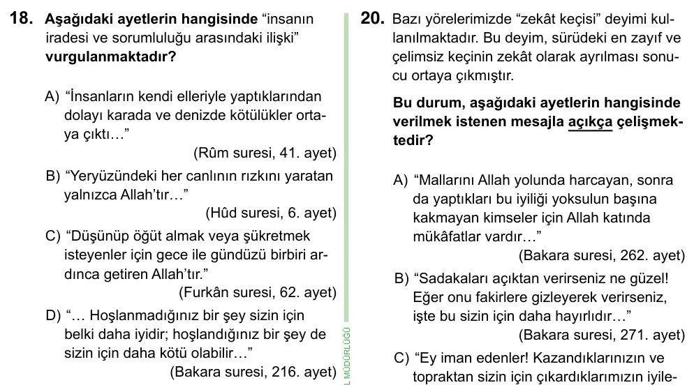 8. Sınıf ve Hazırlık Sosyal Bilgiler 2023 İOKBS Bursluluk Sınavı 18. Soru görseli