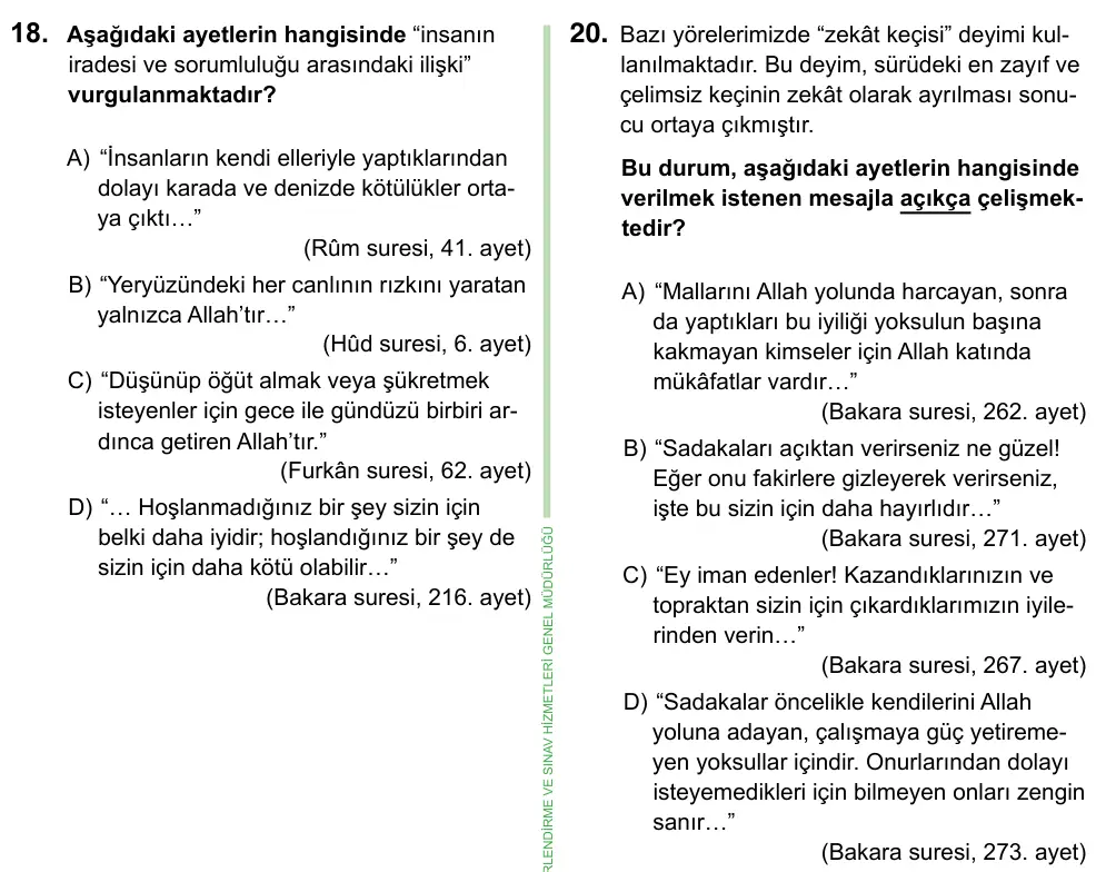 8. Sınıf ve Hazırlık Sosyal Bilgiler 2023 İOKBS Bursluluk Sınavı 20. Soru görseli