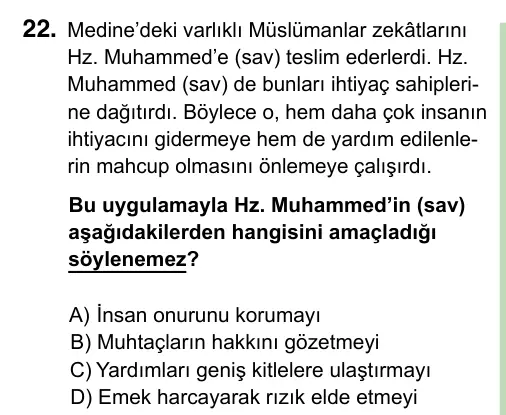 8. Sınıf ve Hazırlık Sosyal Bilgiler 2023 İOKBS Bursluluk Sınavı 22. Soru görseli